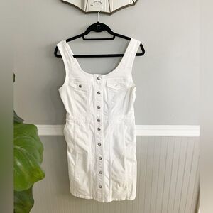 Women's White Denim Button Down Fitted Dress Size 6